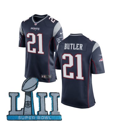  Patriots 21 Malcolm Butler Navy Youth 2018 Super Bowl LII Game Jersey