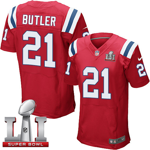  Patriots 21 Malcolm Butler Red Alternate Super Bowl LI 51 Men Stitched NFL Elite Jersey