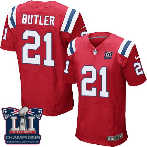  Patriots 21 Malcolm Butler Red Alternate Super Bowl LI Champions Men Stitched NFL Elite Jersey