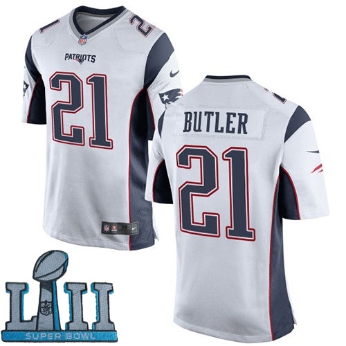  Patriots 21 Malcolm Butler White Youth 2018 Super Bowl LII Game Jersey