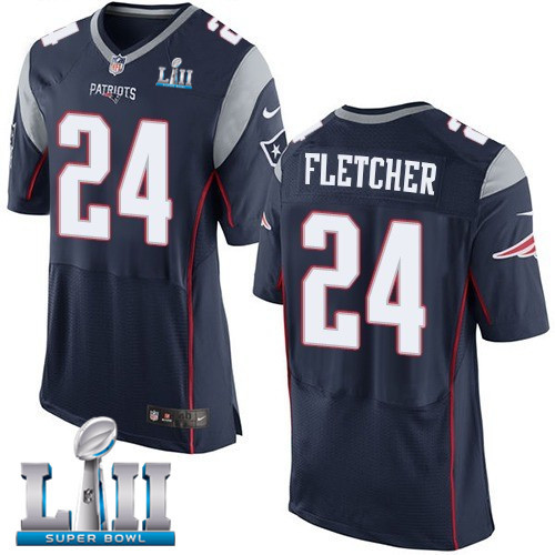  Patriots 24 Bradley Fletcher Navy 2018 Super Bowl LII Elite Jersey