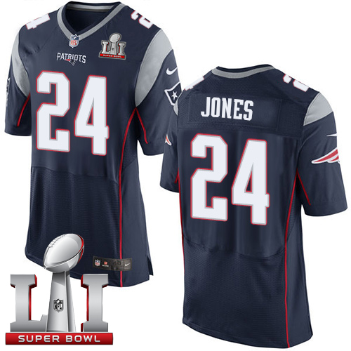  Patriots 24 Cyrus Jones Navy Blue Team Color Super Bowl LI 51 Men Stitched NFL New Elite Jersey