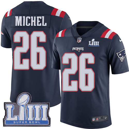  Patriots 26 Sony Michel Navy 2019 Super Bowl LIII Color Rush Limited Jersey