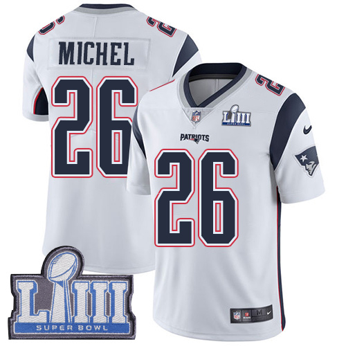  Patriots 26 Sony Michel White 2019 Super Bowl LIII Vapor Untouchable Limited Jersey