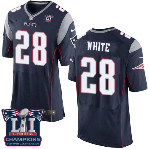  Patriots 28 James White Navy Blue Team Color Super Bowl LI Champions Men Stitched NFL New Elite Jersey