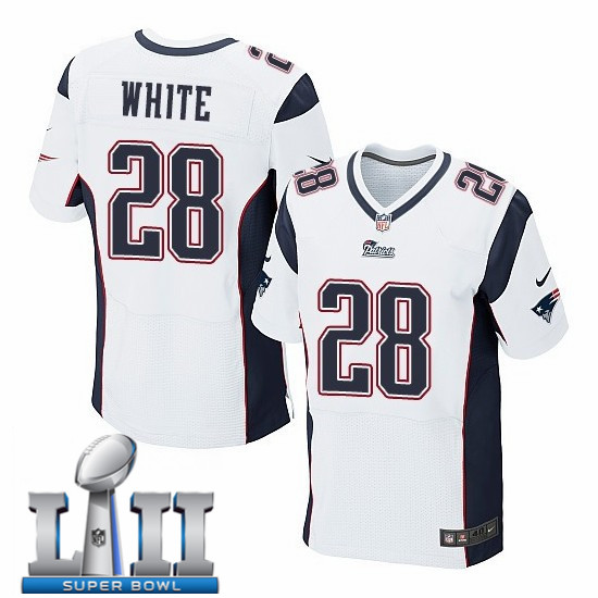  Patriots 28 James White White 2018 Super Bowl LII Elite Jersey