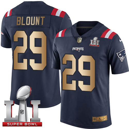  Patriots 29 LeGarrette Blount Navy Blue Super Bowl LI 51 Men Stitched NFL Limited Gold Rush Jersey