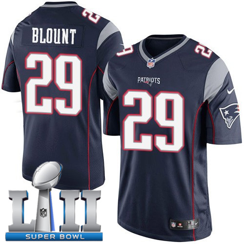  Patriots 29 LeGarrette Blount Navy Youth 2018 Super Bowl LII Game Jersey