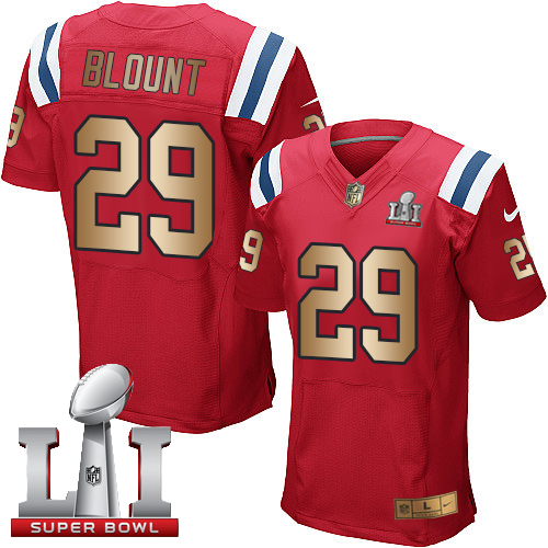  Patriots 29 LeGarrette Blount Red Alternate Super Bowl LI 51 Men Stitched NFL Elite Gold Jersey
