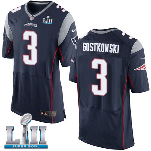  Patriots 3 Stephen Gostkowski Navy 2018 Super Bowl LII Elite Jersey