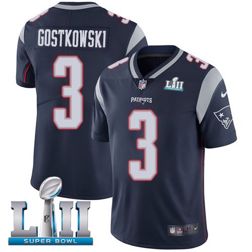  Patriots 3 Stephen Gostkowski Navy 2018 Super Bowl LII Vapor Untouchable Limited Jersey