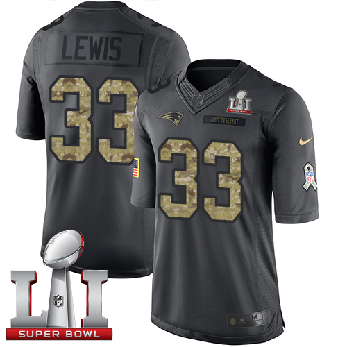  Patriots 33 Dion Lewis Black Super Bowl LI 51 Men Stitched NFL Limited 2016 Salute To Service Jersey