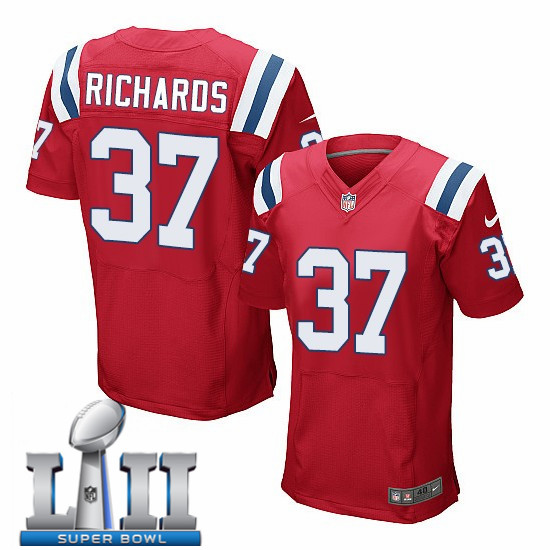  Patriots 37 Jordan Richards Red 2018 Super Bowl LII Elite Jersey