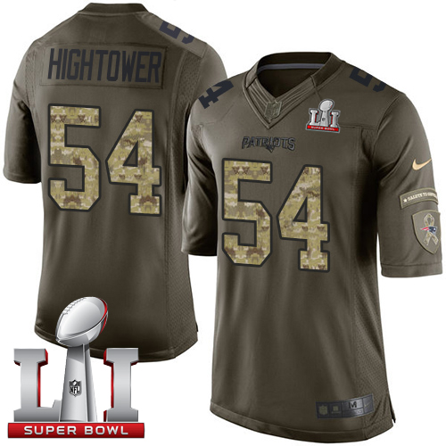  Patriots 54 Dont'a Hightower Green Super Bowl LI 51 Men Stitched NFL Limited Salute to Service Jersey