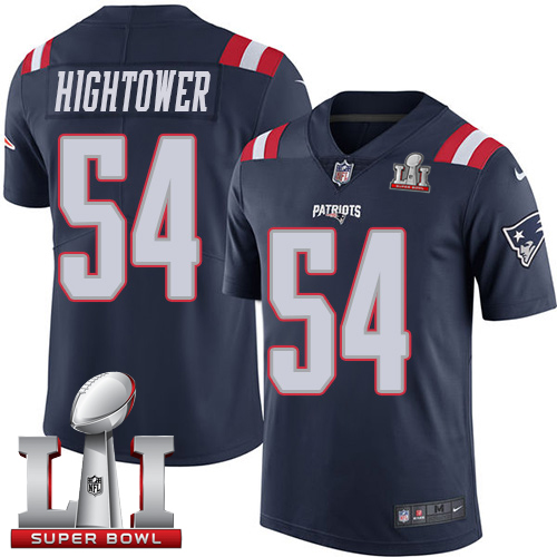  Patriots 54 Dont'a Hightower Navy Blue Super Bowl LI 51 Men Stitched NFL Limited Rush Jersey