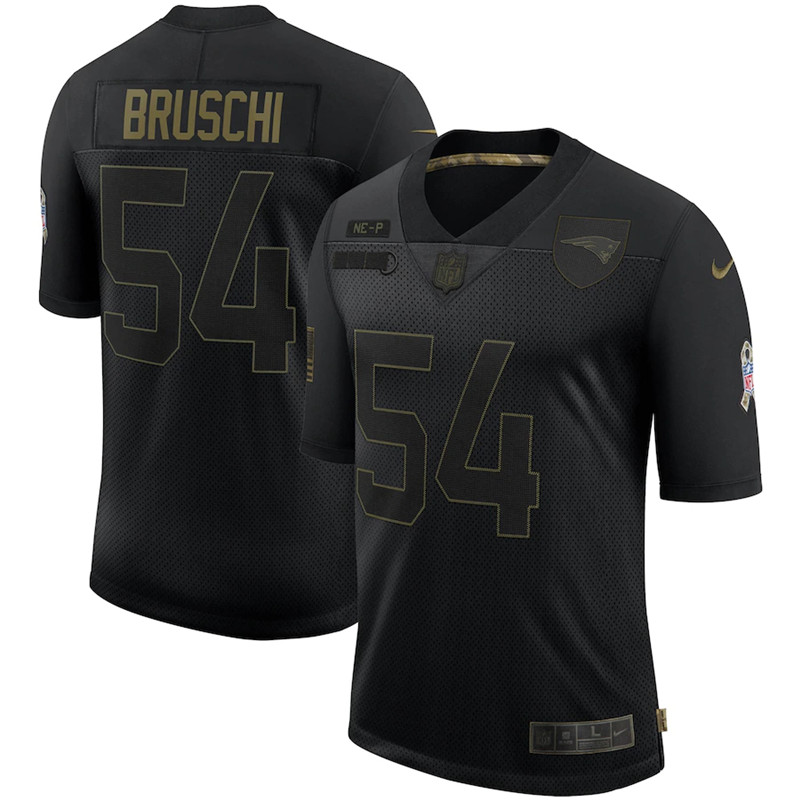 Nike Patriots 54 Tedy Bruschi Black 2020 Salute To Service Limited Jersey