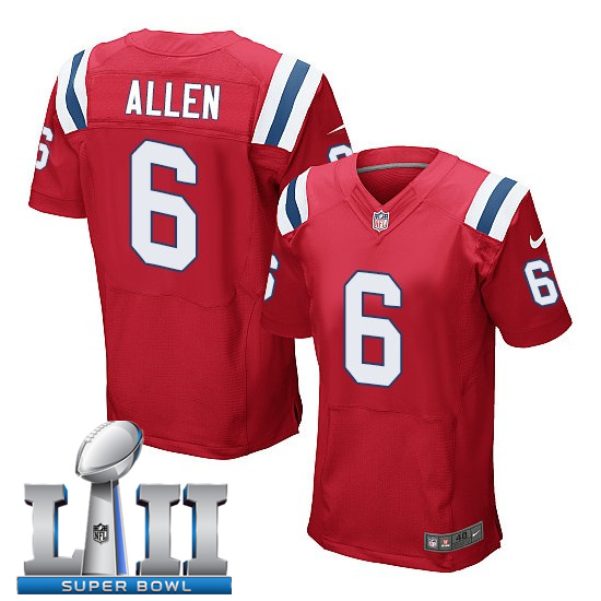  Patriots 6 Ryan Allen Red 2018 Super Bowl LII Elite Jersey