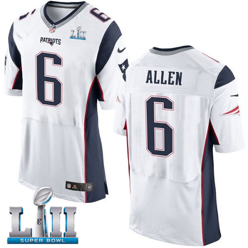  Patriots 6 Ryan Allen White 2018 Super Bowl LII Elite Jersey