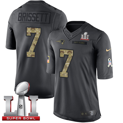  Patriots 7 Jacoby Brissett Black Super Bowl LI 51 Men Stitched NFL Limited 2016 Salute To Service Jersey