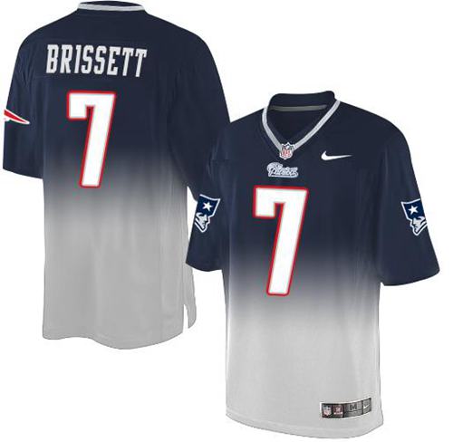  Patriots 7 Jacoby Brissett Navy Blue Grey Men Stitched NFL Limited Fadeaway Fashion Jersey