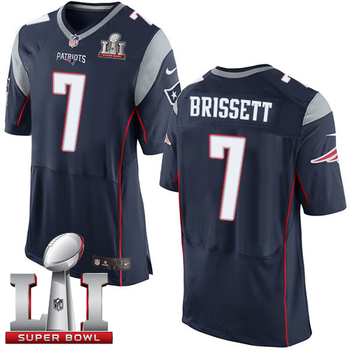  Patriots 7 Jacoby Brissett Navy Blue Team Color Super Bowl LI 51 Men Stitched NFL Elite Jersey