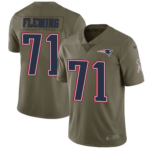  Patriots 71 Cameron Fleming Olive Salute To Service Limited Jersey