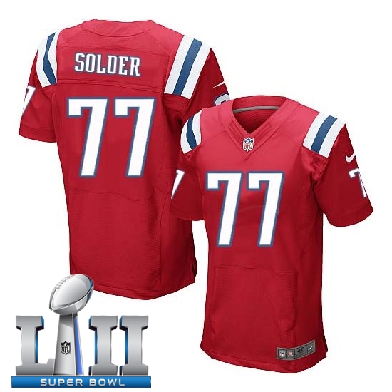  Patriots 77 Nate Solder Red 2018 Super Bowl LII Elite Jersey