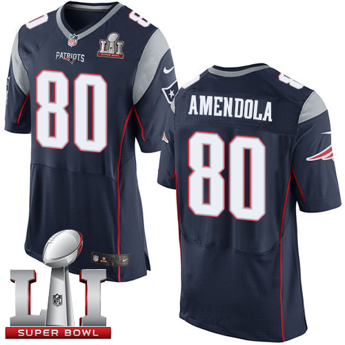  Patriots 80 Danny Amendola Navy Blue Team Color Super Bowl LI 51 Men Stitched NFL New Elite Jersey