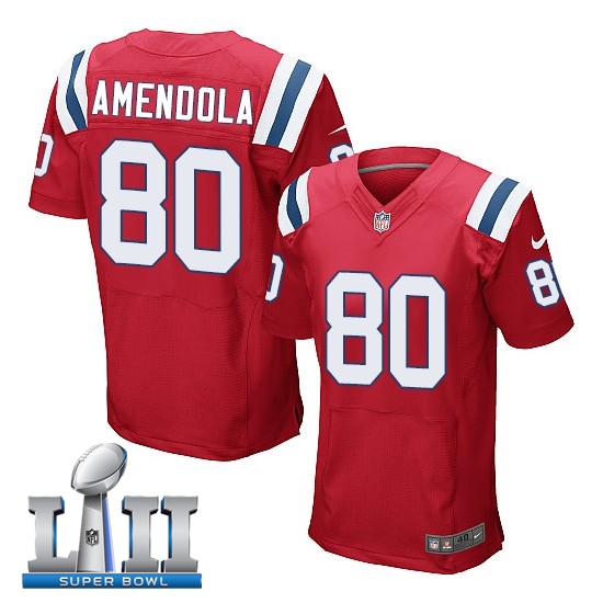  Patriots 80 Danny Amendola Red 2018 Super Bowl LII Elite Jersey