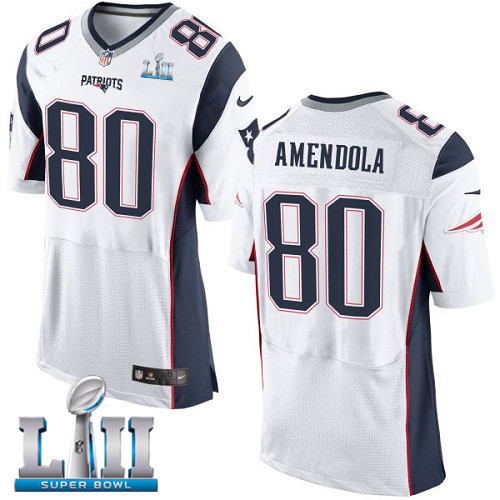  Patriots 80 Danny Amendola White 2018 Super Bowl LII Elite Jersey