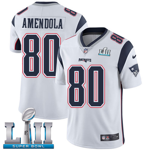  Patriots 80 Danny Amendola White Youth 2018 Super Bowl LII Vapor Untouchable Player Limited Jersey
