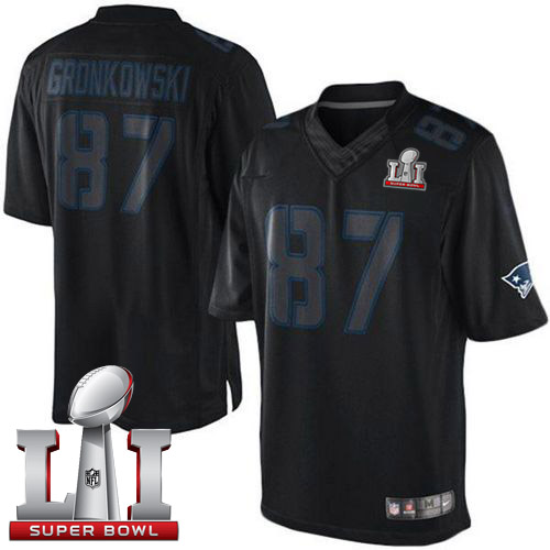  Patriots 87 Rob Gronkowski Black Super Bowl LI 51 Men Stitched NFL Impact Limited Jersey