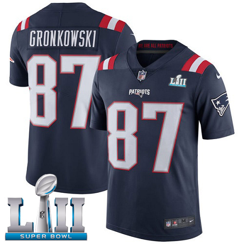  Patriots 87 Rob Gronkowski Navy 2018 Super Bowl LII Color Rush Limited Jersey