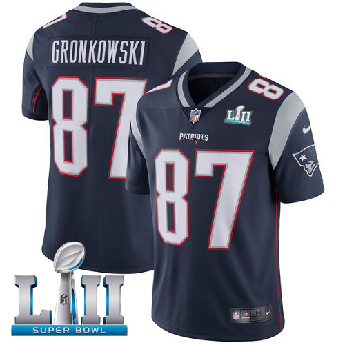 Patriots 87 Rob Gronkowski Navy 2018 Super Bowl LII Vapor Untouchable Player Limited Jersey