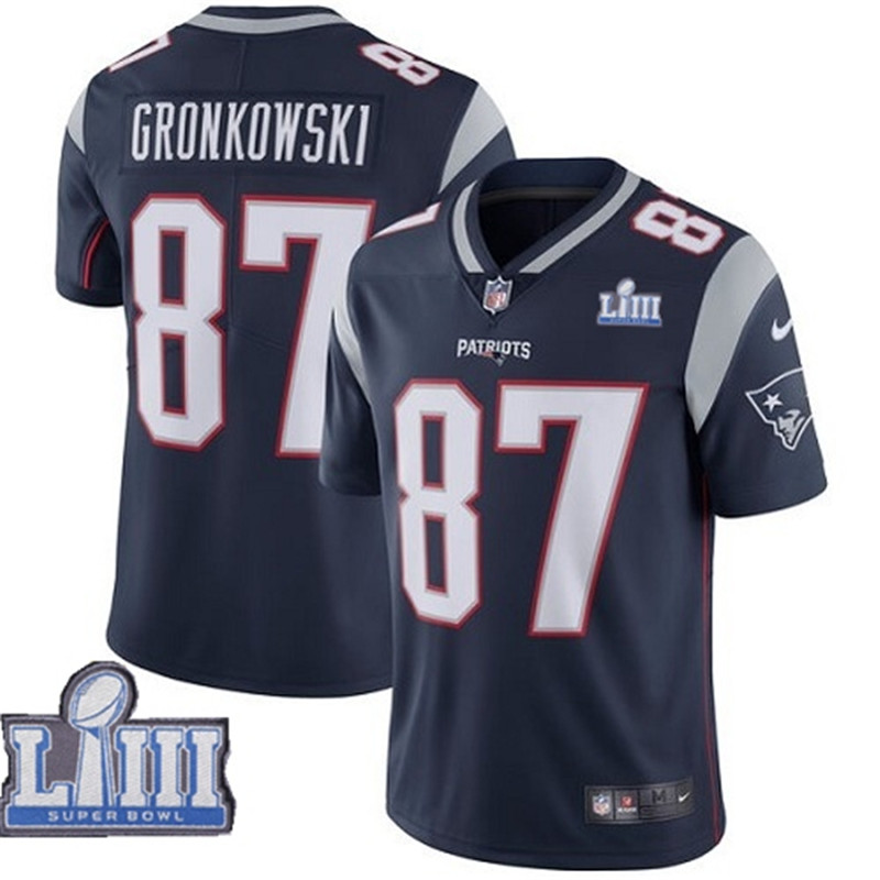  Patriots 87 Rob Gronkowski Navy 2019 Super Bowl LIII Vapor Untouchable Limited Jersey