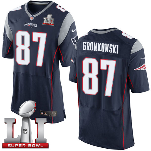  Patriots 87 Rob Gronkowski Navy Blue Team Color Super Bowl LI 51 Men Stitched NFL New Elite Jersey