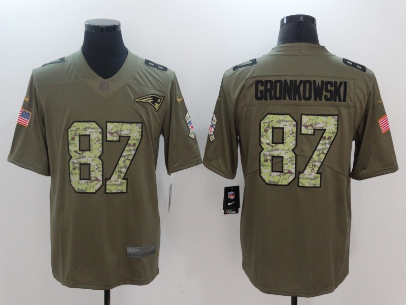  Patriots 87 Rob Gronkowski Olive Camo Salute To Service Limited Jersey