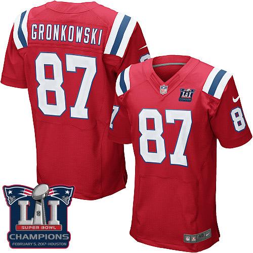  Patriots 87 Rob Gronkowski Red Alternate Super Bowl LI Champions Men Stitched NFL Elite Jersey