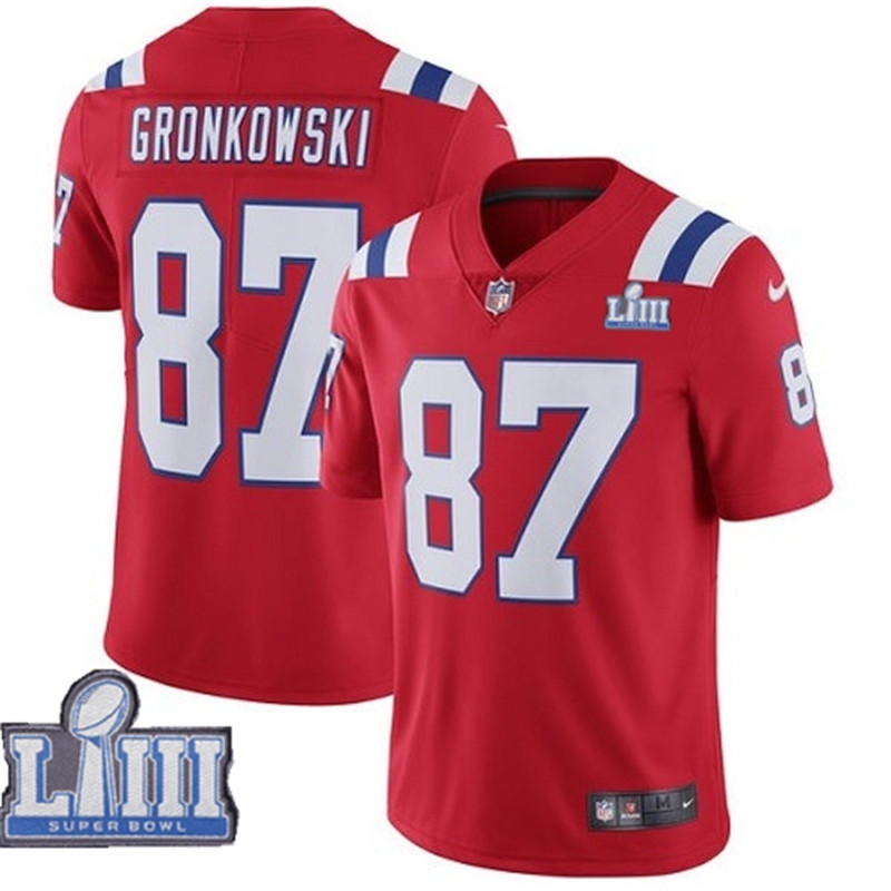  Patriots 87 Rob Gronkowski Red Youth 2019 Super Bowl LIII Vapor Untouchable Limited Jersey