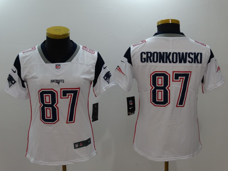  Patriots 87 Rob Gronkowski White Women Vapor Untouchable Player Limited Jersey