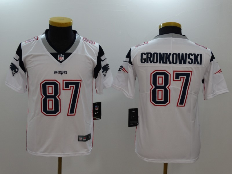  Patriots 87 Rob Gronkowski White Youth Vapor Untouchable Player Limited Jersey