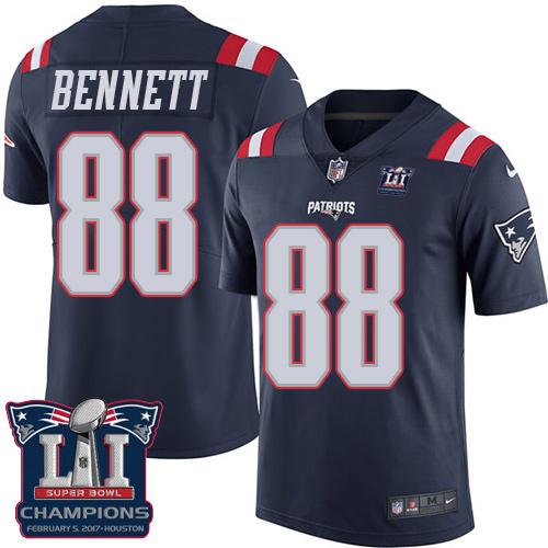  Patriots 88 Martellus Bennett Navy Blue Super Bowl LI Champions Men Stitched NFL Limited Rush Jersey