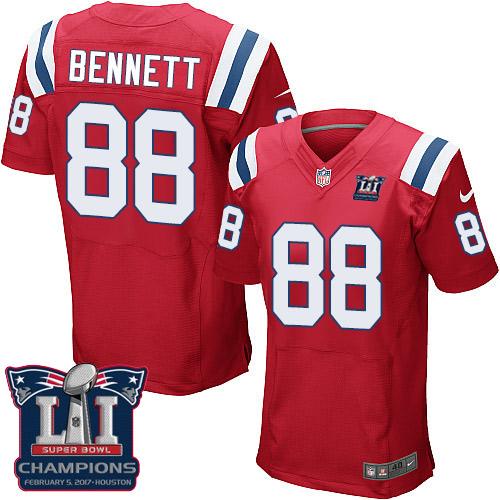  Patriots 88 Martellus Bennett Red Alternate Super Bowl LI Champions Men Stitched NFL Elite Jersey