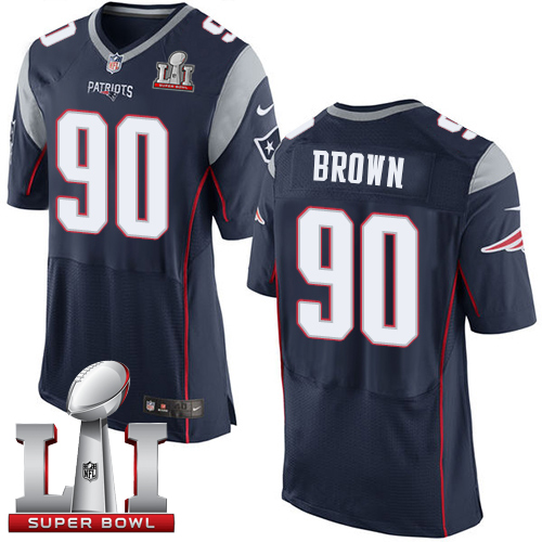  Patriots 90 Malcom Brown Navy Blue Team Color Super Bowl LI 51 Men Stitched NFL New Elite Jersey