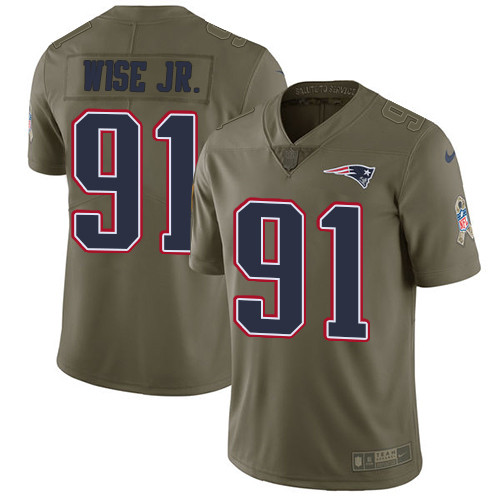  Patriots 91 Deatrich Wise Jr. Olive Salute To Service Limited Jersey