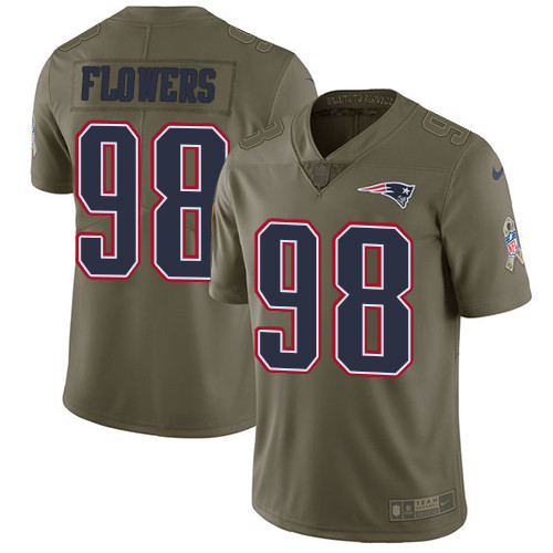  Patriots 98 Trey Flowers Olive Salute To Service Limited Jersey