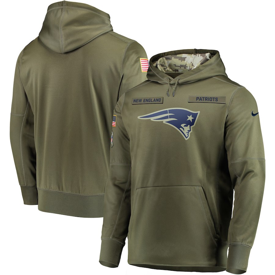  Patriots Olive Salute To Service Men's Pullove Hoodie