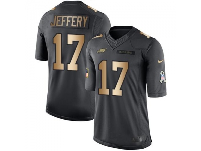  Philadelphia Eagles 17 Alshon Jeffery Black Men Stitched NFL Limited Gold Salute To Service Jersey