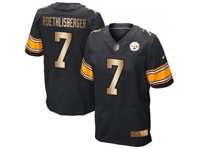  Pittsburgh Steelers 7 Ben Roethlisberger Black Team Color Men Stitched NFL Elite Gold Jersey