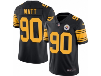  Pittsburgh Steelers 90 T J Watt Black Color Rush Limited Jersey